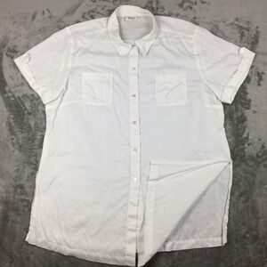 Puli Tunic Shirt Extra Large Linen Short Sleeve White Lagenlook Lightweight XL